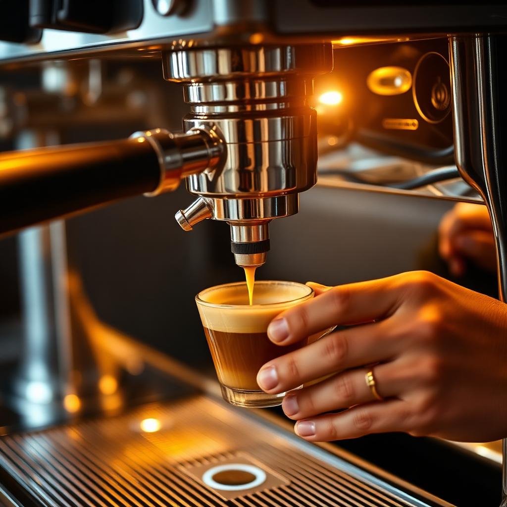 Barista pulling a shot of espresso