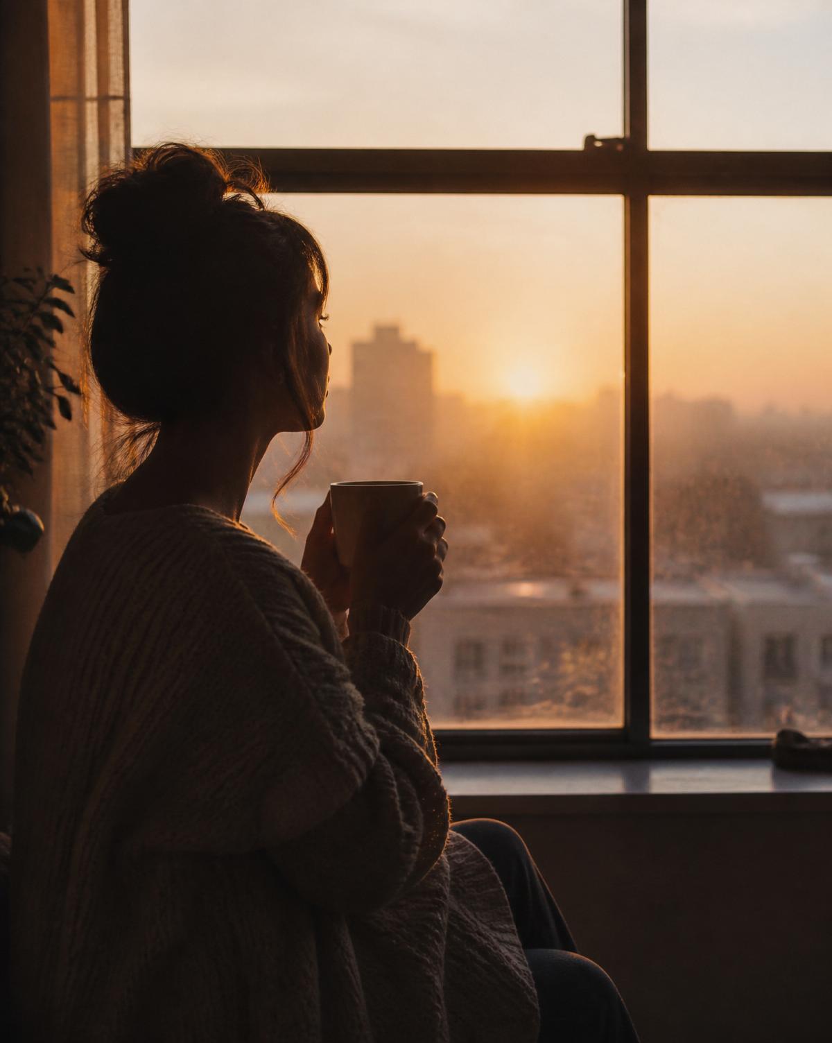 A quiet morning by the window with coffee
